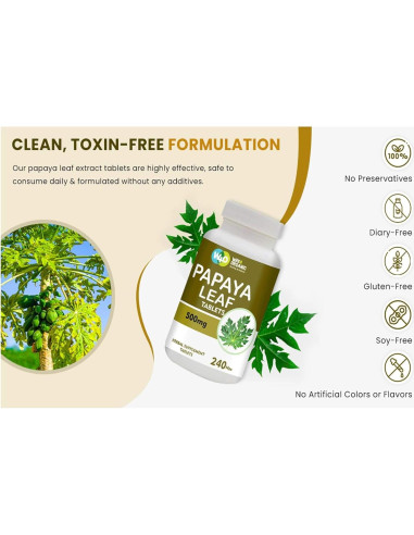 Cápsulas de Extracto de Hoja de Papaya Way4Organic 500 mg 240 Unidades