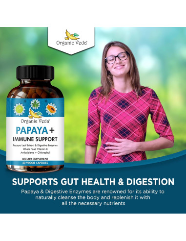 Cápsulas de Hoja de Papaya Orgánica Veda Plus - 60 Unidades