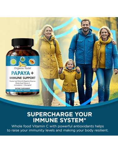 Cápsulas de Hoja de Papaya Orgánica Veda Plus - 60 Unidades