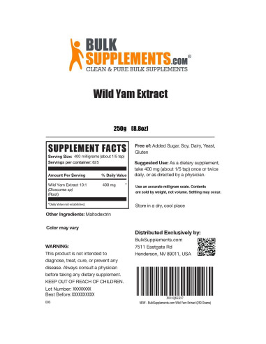 Extracto de Ñame Silvestre en Polvo BulkSupplements 250g
