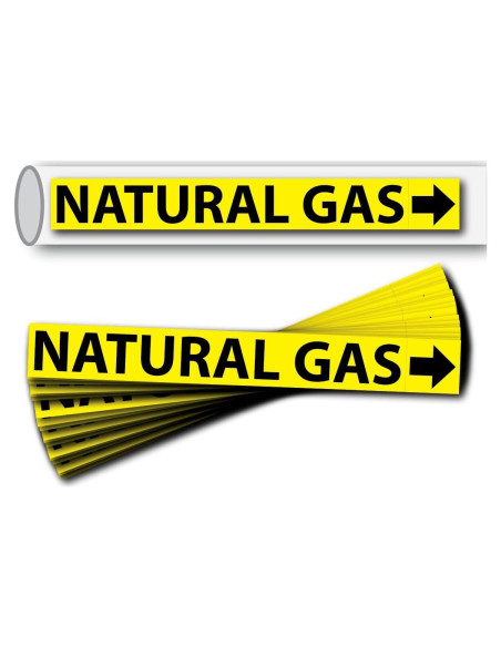 Etiquetas de Tubería de Gas Natural Wrapco 25 Pack Autoadhesivas
