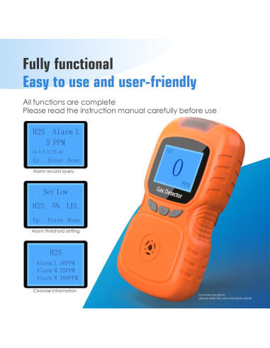 Detector de Gas H2S Genérico Portátil Clip On Impermeable