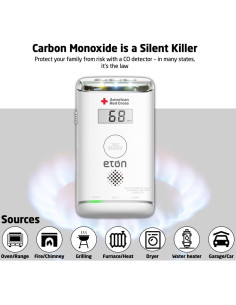 Detector de Monóxido de Carbono Eton ARCBBCO30W con Pantalla LCD 2