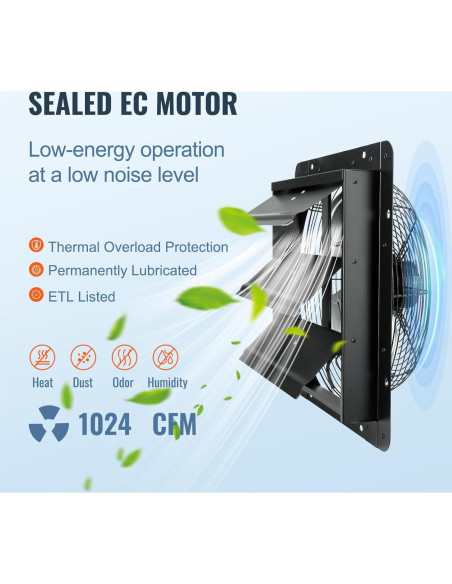 Ventilador de Escape VEVOR 14'' con Controlador de Temperatura