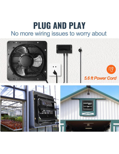 Ventilador de Escape VEVOR 14'' con Controlador de Temperatura