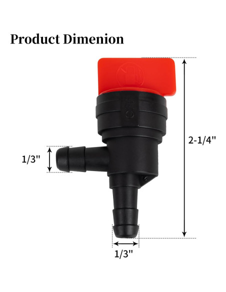 Válvula de Cierre de Combustible CLSR2U 90 Grados 1/4" - 2 Paquetes