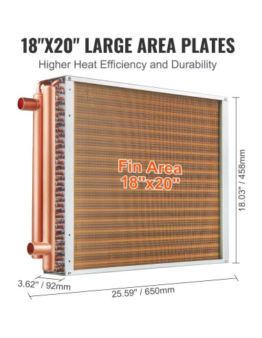 Intercambiador de Calor VEVOR 18x20" Agua a Aire 242 Aletas