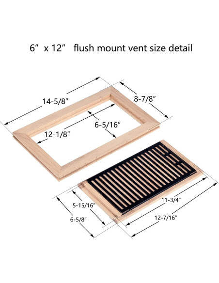 Registro de Piso Empotrado Homewell 6x12" Roble Rojo Sin Acabado Registro de Piso Empotrado Homewell 6x12" Roble Rojo Sin Acabado