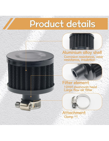 Filtro de Aire 12mm zDwfDc - 4 Piezas para Automóvil y Motocicleta