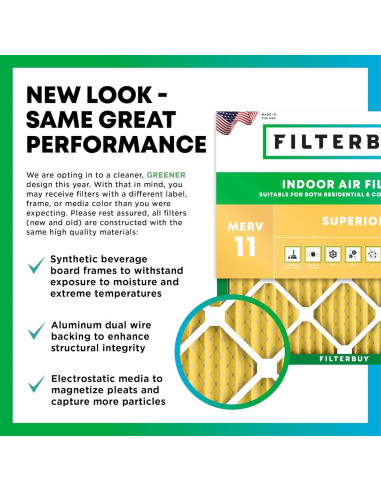 Filtro de aire Filterbuy 25x32x1 MERV 11 - Paquete de 6