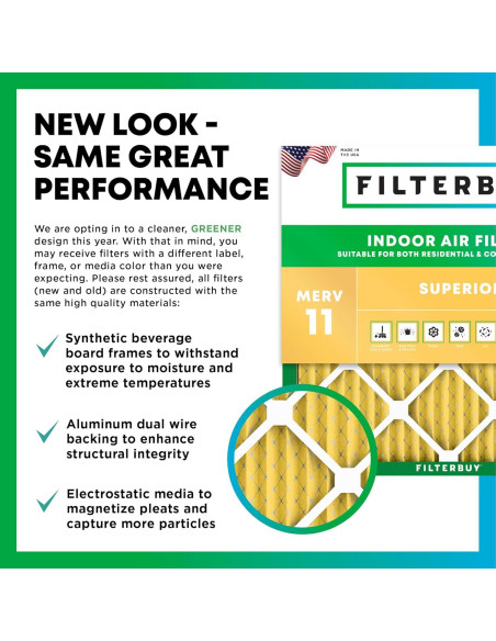 Filtro de aire Filterbuy 25x32x1 MERV 11 - Paquete de 6