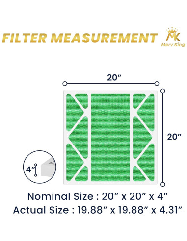 Filtro de Aire Merv King 20x20x4 MERV 13 Paquete de 4