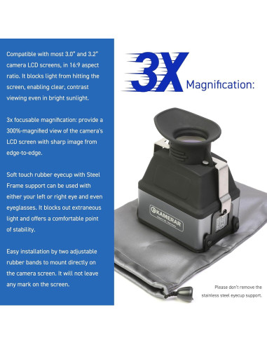Visor LCD Aumentador 3X Kamerar CVF-2 para Cámaras DSLR