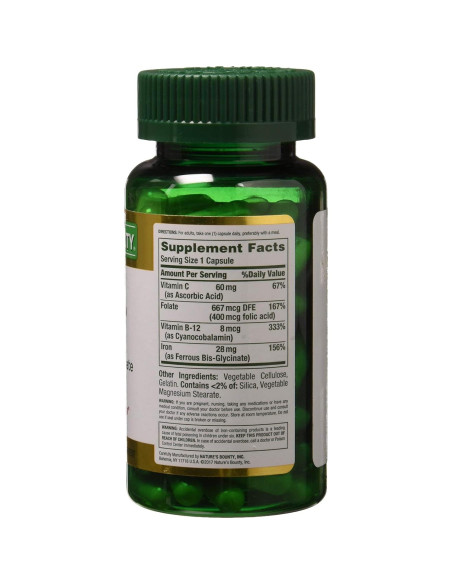 Hierro Suave Nature's Bounty 28 mg 90 Cápsulas Suplemento Hierro Suave Nature's Bounty 28 mg 90 Cápsulas Suplemento