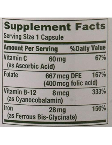 Hierro Suave Nature's Bounty 28 mg 90 Cápsulas Suplemento