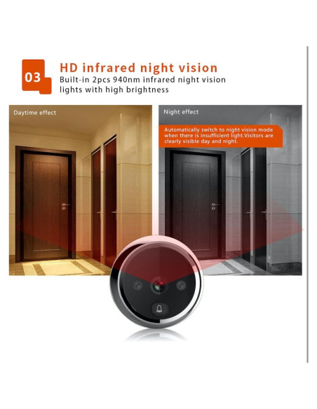 Visor de Puerta Digital 3" Digitsea con Batería 1200mAh