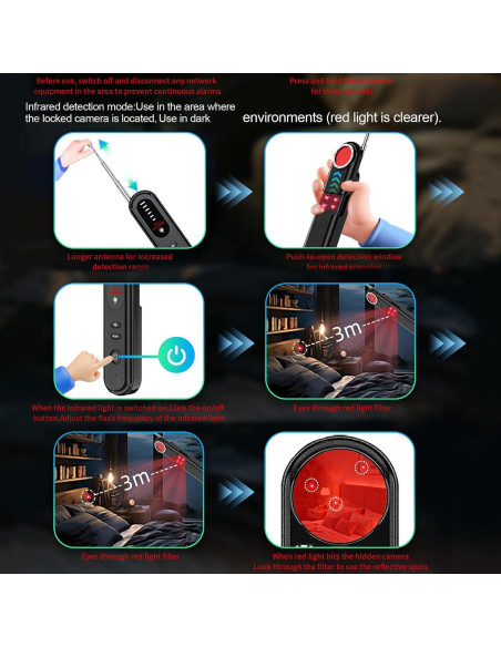 Detector de Cámara Oculta Aroeally T01 - 5 Niveles Sensibilidad
