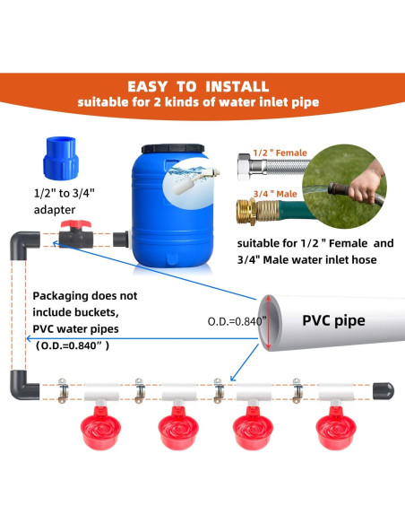 Sistema Automático de Bebederos para Pollos Ayakol 8 Tazas Rojo