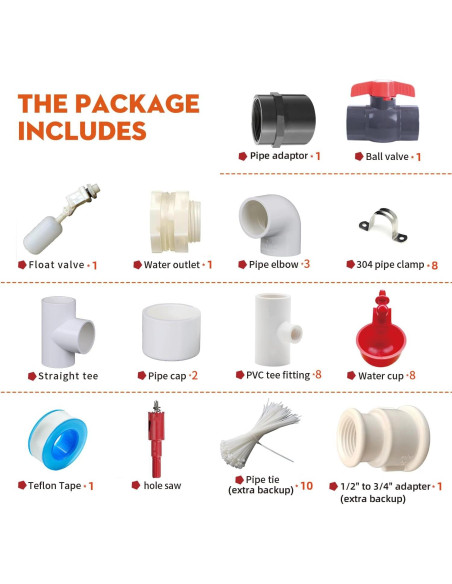 Sistema Automático de Bebederos para Pollos Ayakol 8 Tazas Rojo