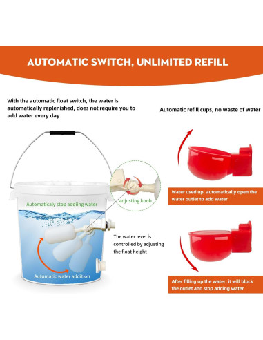 Sistema Automático de Bebederos para Pollos Ayakol 8 Tazas Rojo