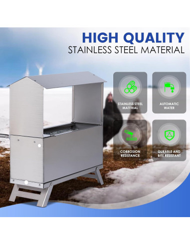Dispensador Automático de Agua para Pollos LZWUNYXE 6L Acero Inoxidable