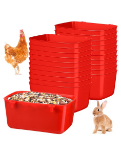 20 Tazas de Alimentación para Aves Zhehao 18 oz Plástico Rojo