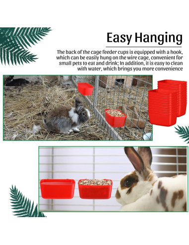 20 Tazas de Alimentación para Aves Zhehao 18 oz Plástico Rojo