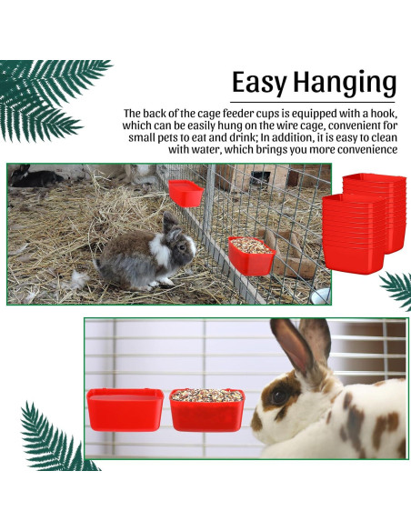 20 Tazas de Alimentación para Aves Zhehao 18 oz Plástico Rojo