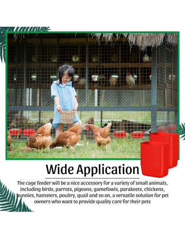20 Tazas de Alimentación para Aves Zhehao 18 oz Plástico Rojo