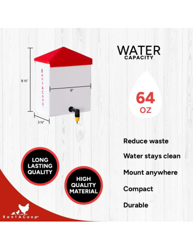 Bebedero Automático RentACoop 2L con 2 Picos para Aves