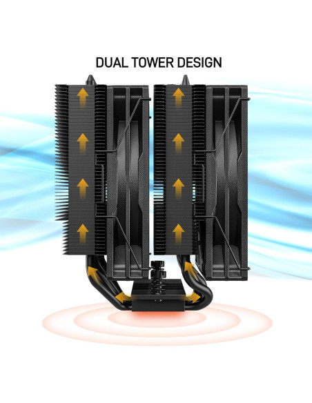 Enfriador de CPU DARKROCK DT6 Torre Doble 6 Tubos Cobre 120mm Enfriador de CPU DARKROCK DT6 Torre Doble 6 Tubos Cobre 120mm