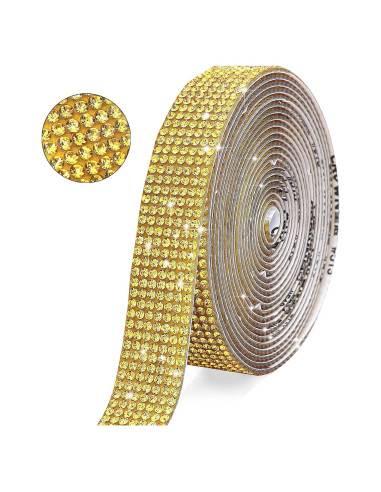Cinta de Rhinestone Autoadhesiva JODEILIY 4 Yardas 2 mm Dorado