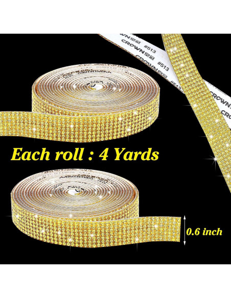 Cinta de Rhinestone Autoadhesiva JODEILIY 4 Yardas 2 mm Dorado Cinta de Rhinestone Autoadhesiva JODEILIY 4 Yardas 2 mm Dorado