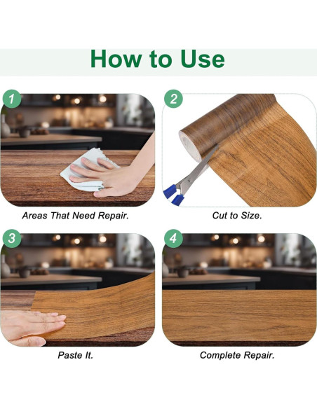 Cinta de Reparación Autoadhesiva Madera 2 Rollos 5.7cm x 4.57m Roble Camello