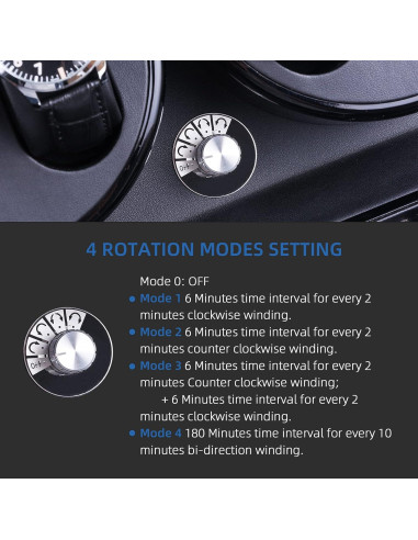 Reloj Winder Automático Udgtee 4 Motores Negro Madera 27.4x63.8cm