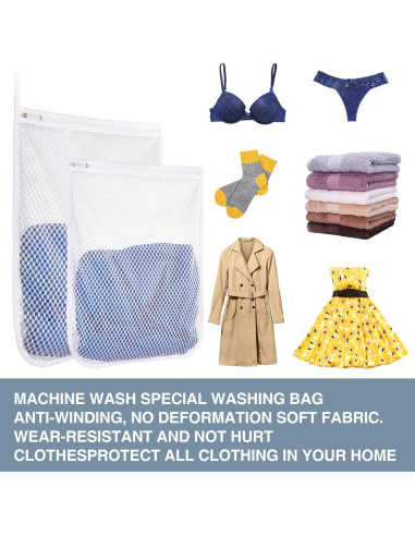 3 Bolsas de Lavandería de Malla LAFFTRAK para Delicados 30x38 cm