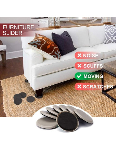 Deslizadores de Muebles Yelanon 20pcs 8.9cm para Alfombra