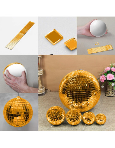 Azulejos de Espejo Mini Cuadrados OIIKI 1400pcs Dorado 4.8x4.8mm