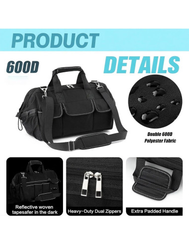 Bolsa de Herramientas KIPHCA 16" Impermeable 15 Compartimentos