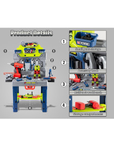 Kit de Herramientas para Niños POFJOEQ - Banco de Trabajo 81 cm 2