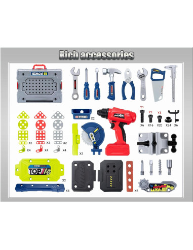 Kit de Herramientas para Niños POFJOEQ - Banco de Trabajo 81 cm