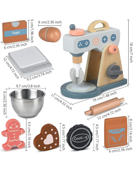 Juego de Accesorios de Cocina de Madera Medoga - Mezclador Infantil