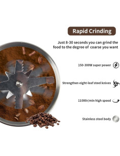 Molinillo de café eléctrico Huitban 150-300W plateado 2