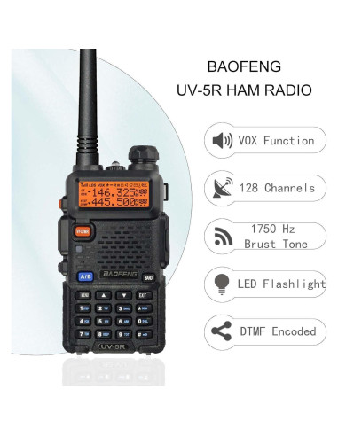 Walkie Talkies Baofeng UV-5R 2 Paquete Radio de Ham 128 Canales