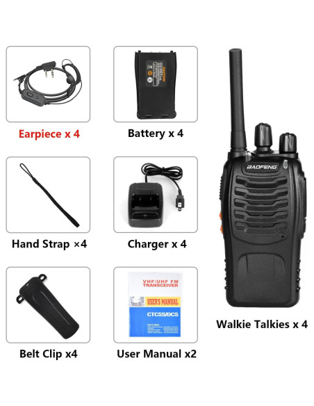 Walkie Talkies BAOFENG BF-888S Recargables 4 Unidades 4.83 km Walkie Talkies BAOFENG BF-888S Recargables 4 Unidades 4.83 km