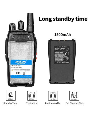 Walkie Talkies Pxton PX-666S Paquete de 10 Largo Alcance