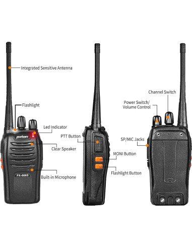 Walkie Talkies Pxton PX-666S Paquete de 10 Largo Alcance