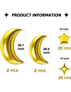 Kit de Globos de Aluminio Dorados - 54 Piezas - Mylar 2