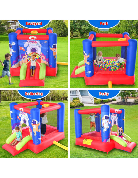 Castillo Inflable de Salto WELLFUNTIME con Tobogán y Ventilador 279x210x185 cm