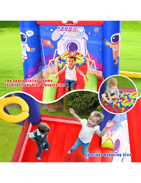 Castillo Inflable de Salto WELLFUNTIME con Tobogán y Ventilador 279x210x185 cm